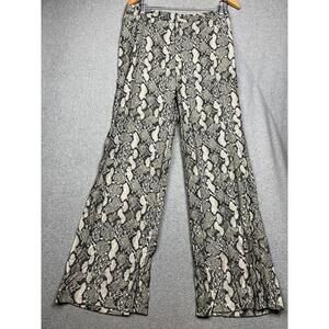 H&M Snakeskin High Waist Wide Leg Pants Womens 10 Chic Retro MCM 90's